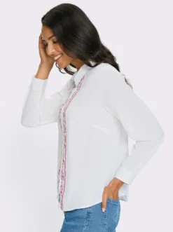 Trachtenbluse mit floraler Bordüre