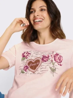 Trachtenshirt mit platziertem Blüten-Druck