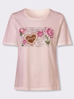 Trachtenshirt mit platziertem Blüten-Druck