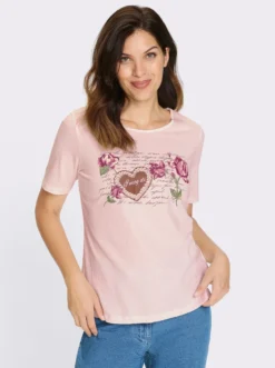 Trachtenshirt mit platziertem Blüten-Druck
