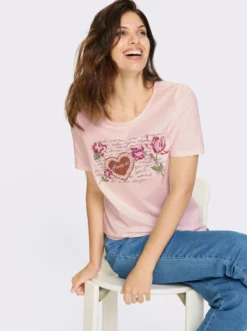 Trachtenshirt mit platziertem Blüten-Druck