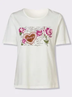 Trachtenshirt mit platziertem Blüten-Druck
