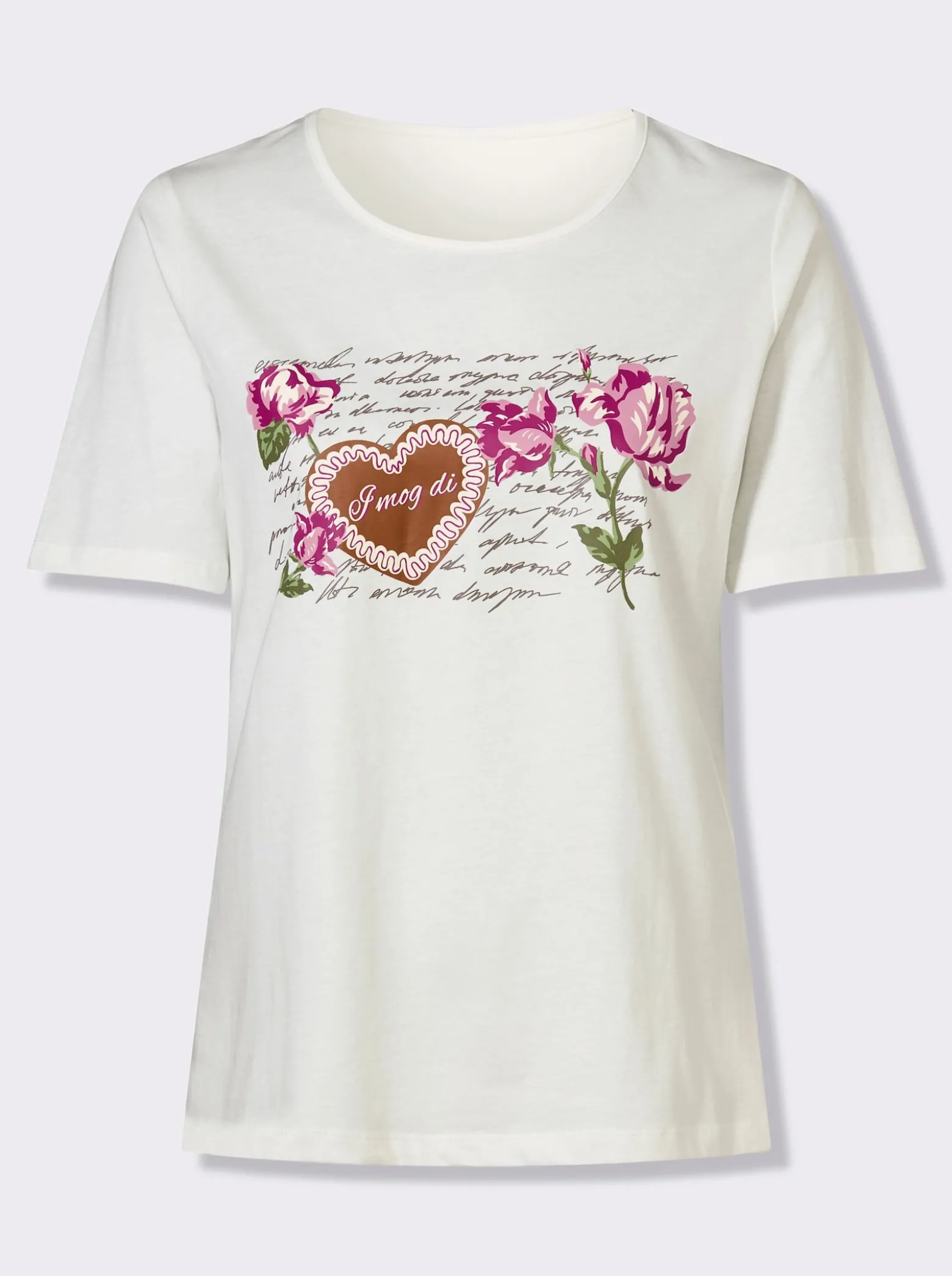 Trachtenshirt mit platziertem Blüten-Druck