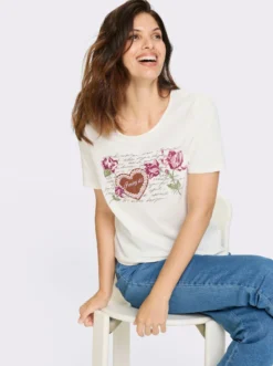 Trachtenshirt mit platziertem Blüten-Druck