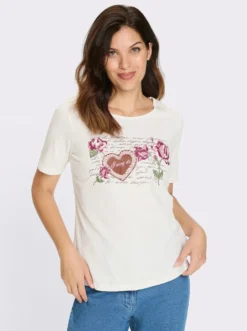 Trachtenshirt mit platziertem Blüten-Druck
