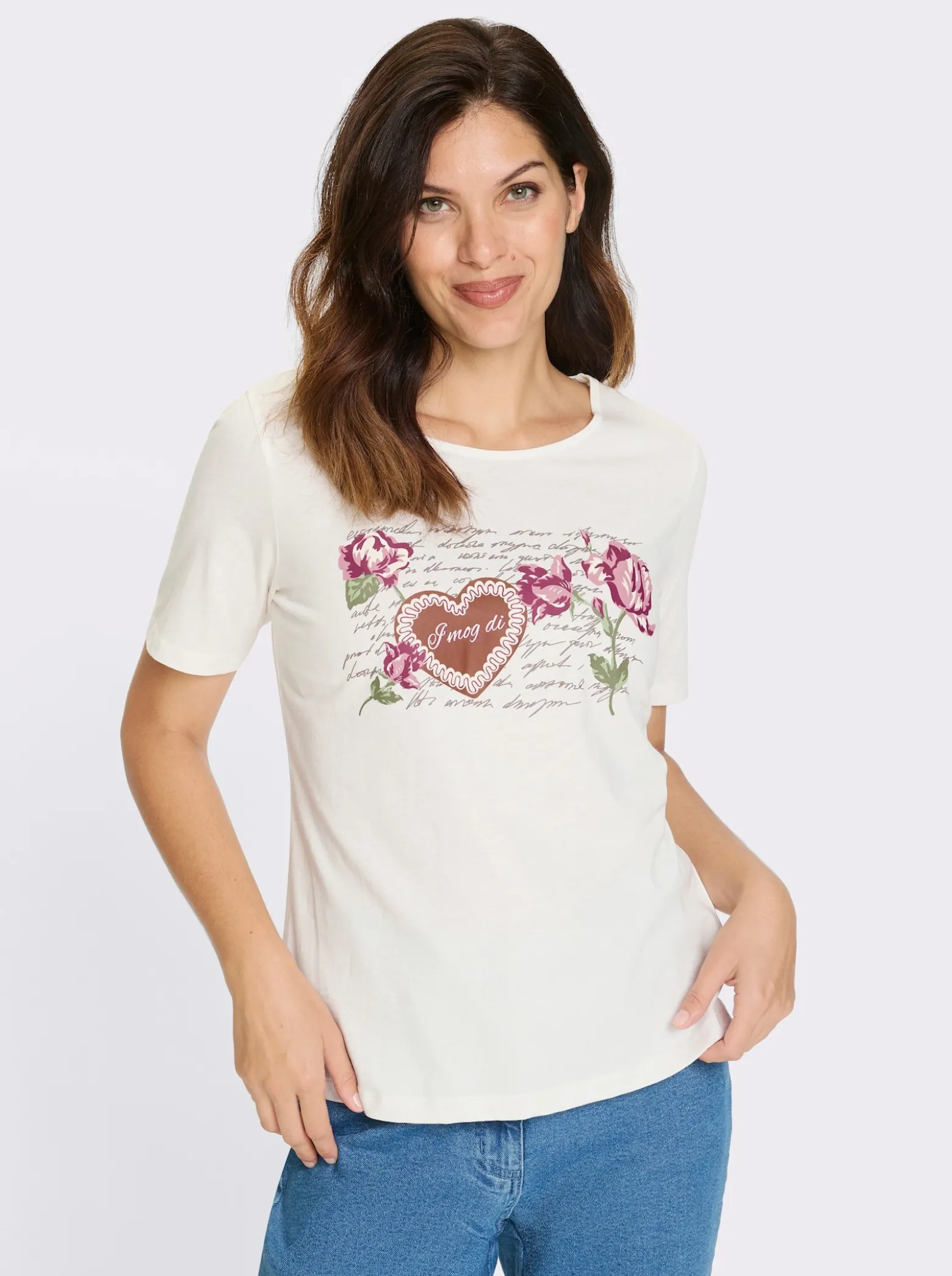 Trachtenshirt mit platziertem Blüten-Druck