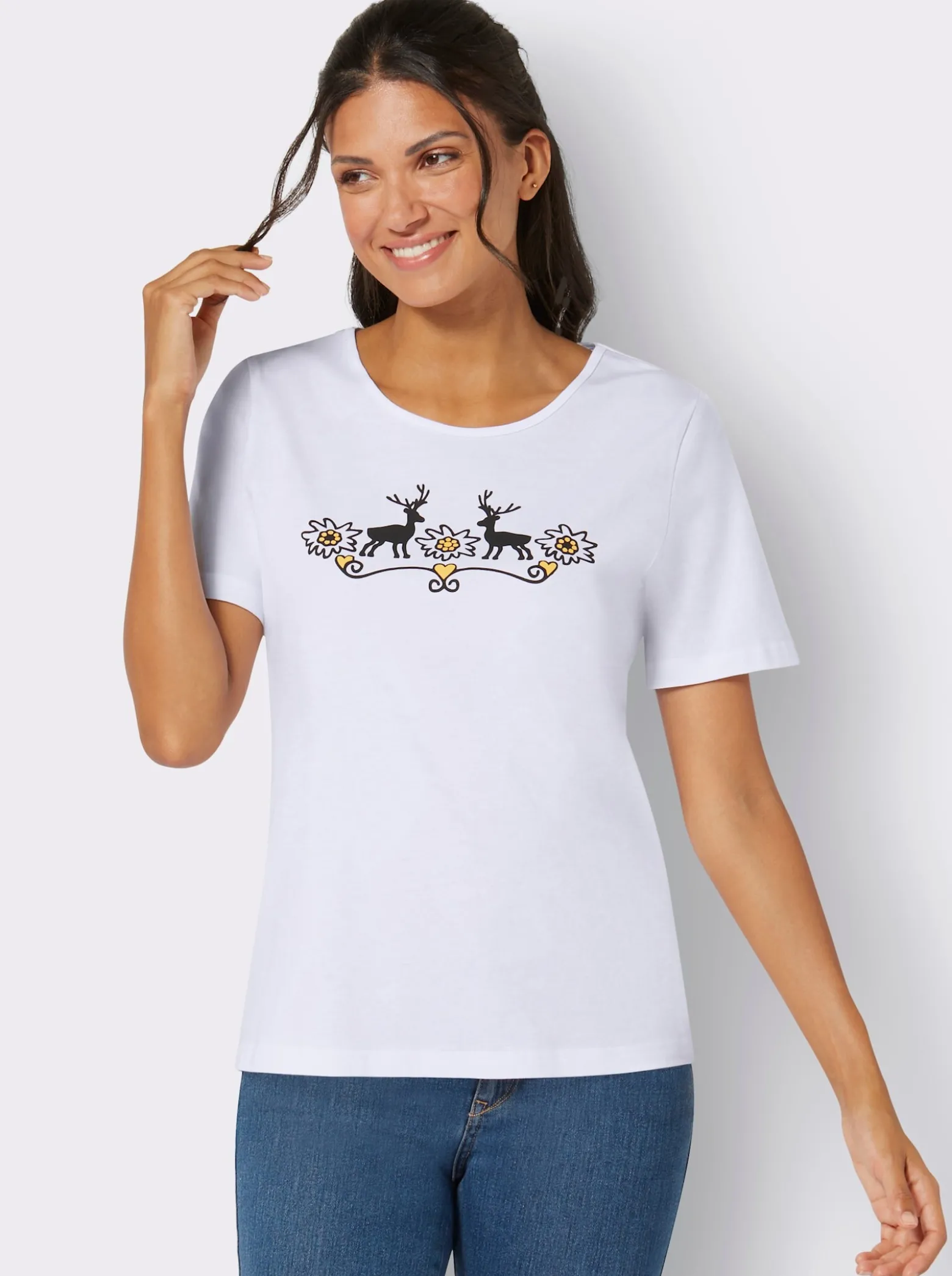 Trachtenshirt mit Rundhals-Ausschnitt