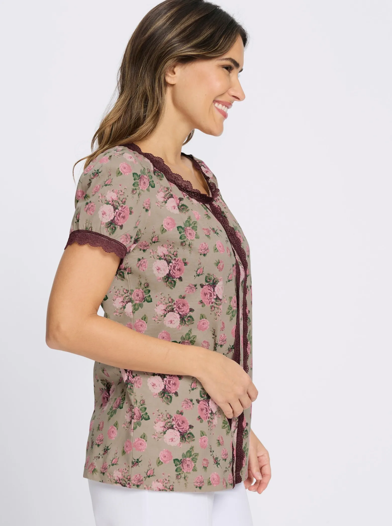 Trachtenshirt mit Spitzen-Details