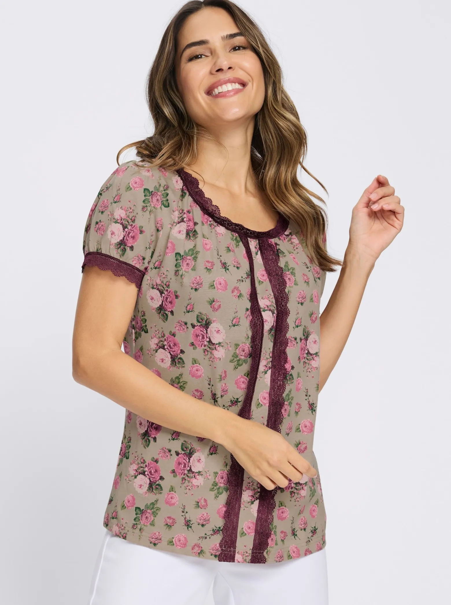 Trachtenshirt mit Spitzen-Details