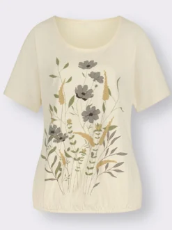 T-Shirt mit Blumen-Druck im Vorderteil