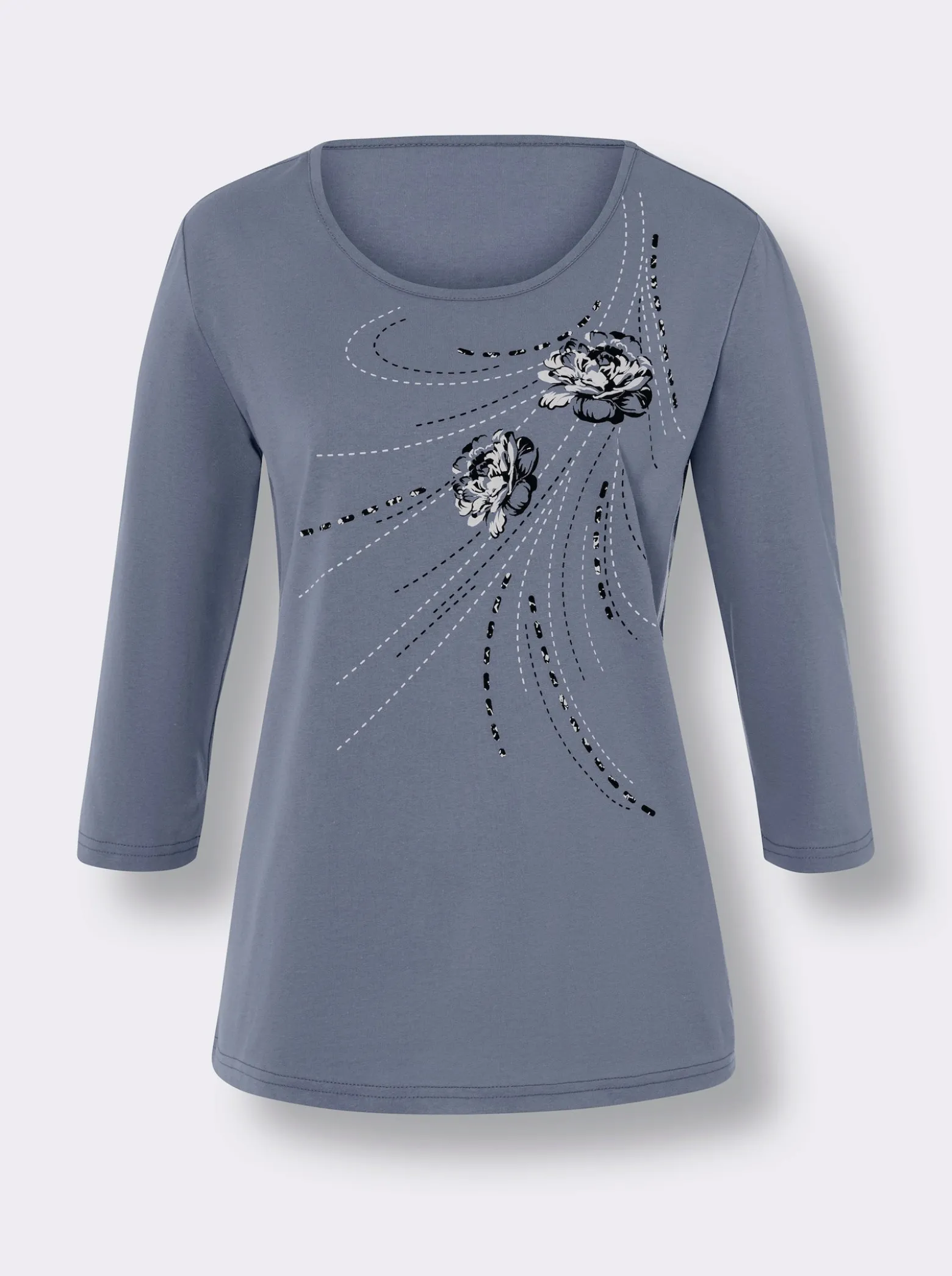 T-Shirt mit platziertem Blüten-Print