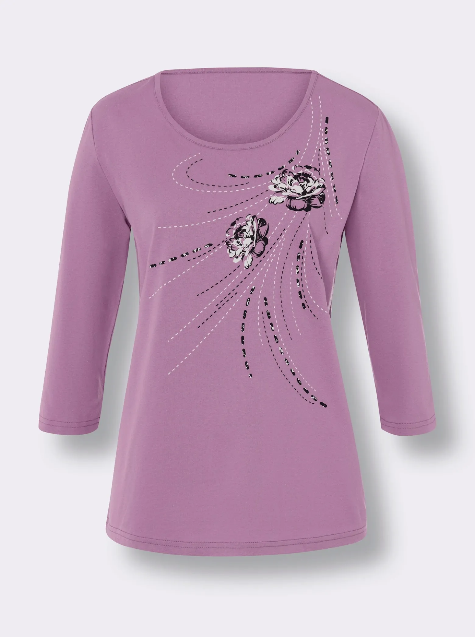T-Shirt mit platziertem Blüten-Print