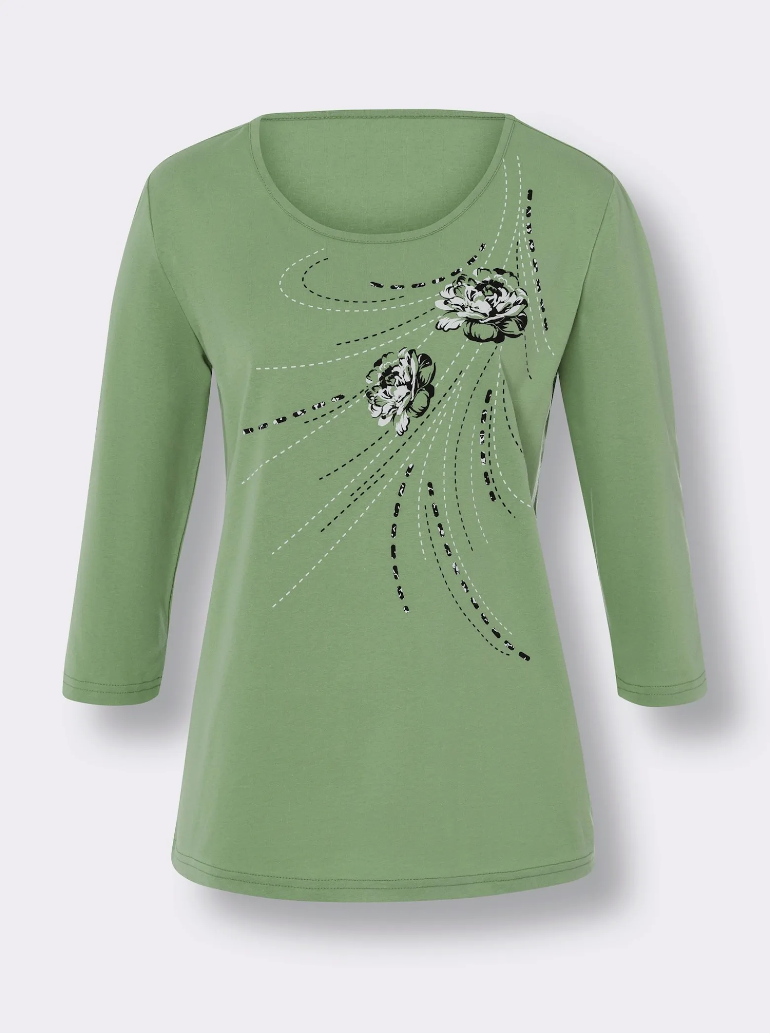 T-Shirt mit platziertem Blüten-Print