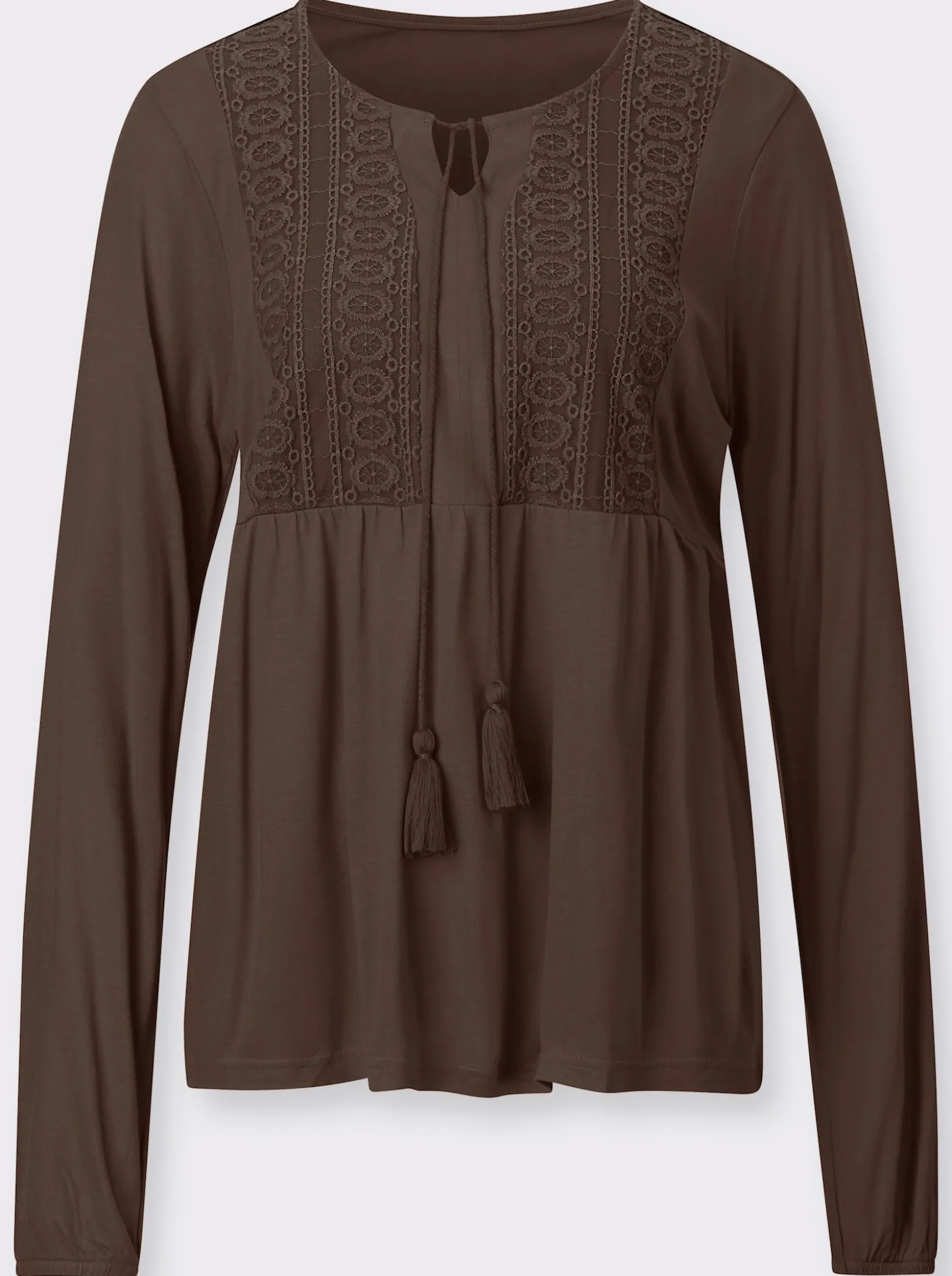 Tunikashirt mit Spitzenbesatz