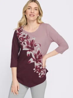 Tunikashirt mit spitz zulaufendem Saum