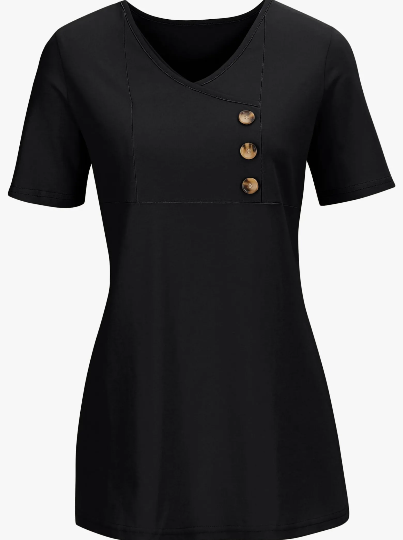 Tunikashirt mit Zierknöpfen in Holz-Optik