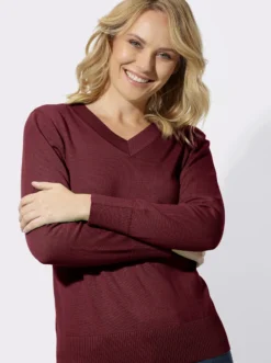 V-Ausschnitt-Pullover aus reiner Baumwolle