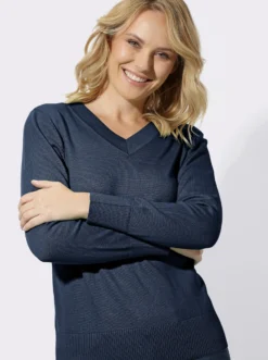 V-Ausschnitt-Pullover aus reiner Baumwolle
