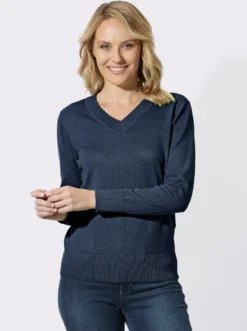 V-Ausschnitt-Pullover aus reiner Baumwolle