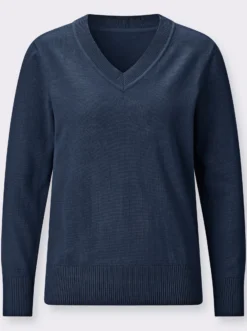V-Ausschnitt-Pullover aus reiner Baumwolle