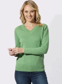 V-Ausschnitt-Pullover aus reiner Baumwolle