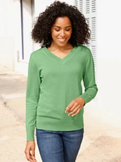 V-Ausschnitt-Pullover aus reiner Baumwolle