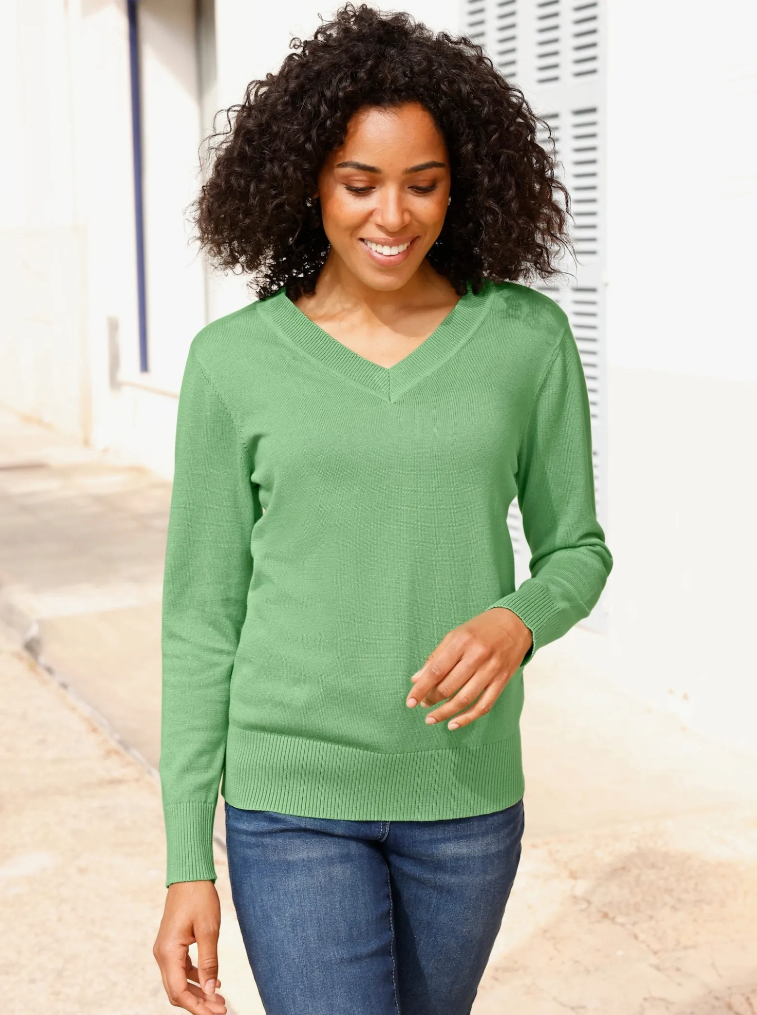 V-Ausschnitt-Pullover aus reiner Baumwolle
