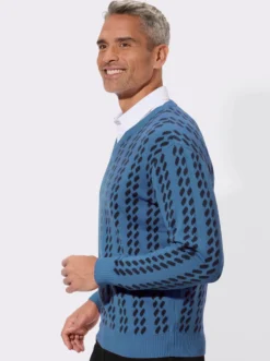 V-Ausschnitt-Pullover im grafischen Strickmuster