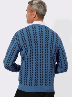 V-Ausschnitt-Pullover im grafischen Strickmuster