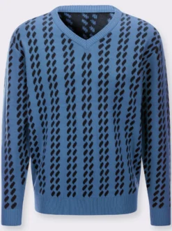 V-Ausschnitt-Pullover im grafischen Strickmuster