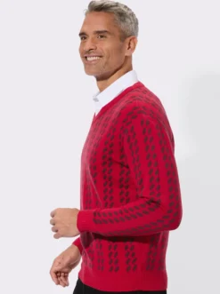 V-Ausschnitt-Pullover im grafischen Strickmuster