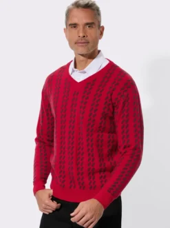 V-Ausschnitt-Pullover im grafischen Strickmuster