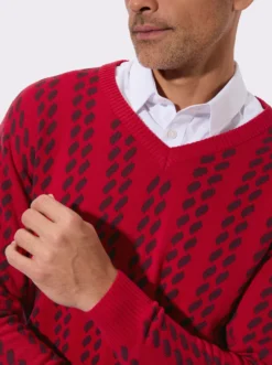 V-Ausschnitt-Pullover im grafischen Strickmuster