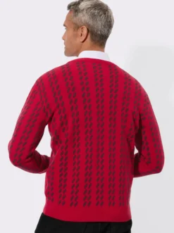 V-Ausschnitt-Pullover im grafischen Strickmuster