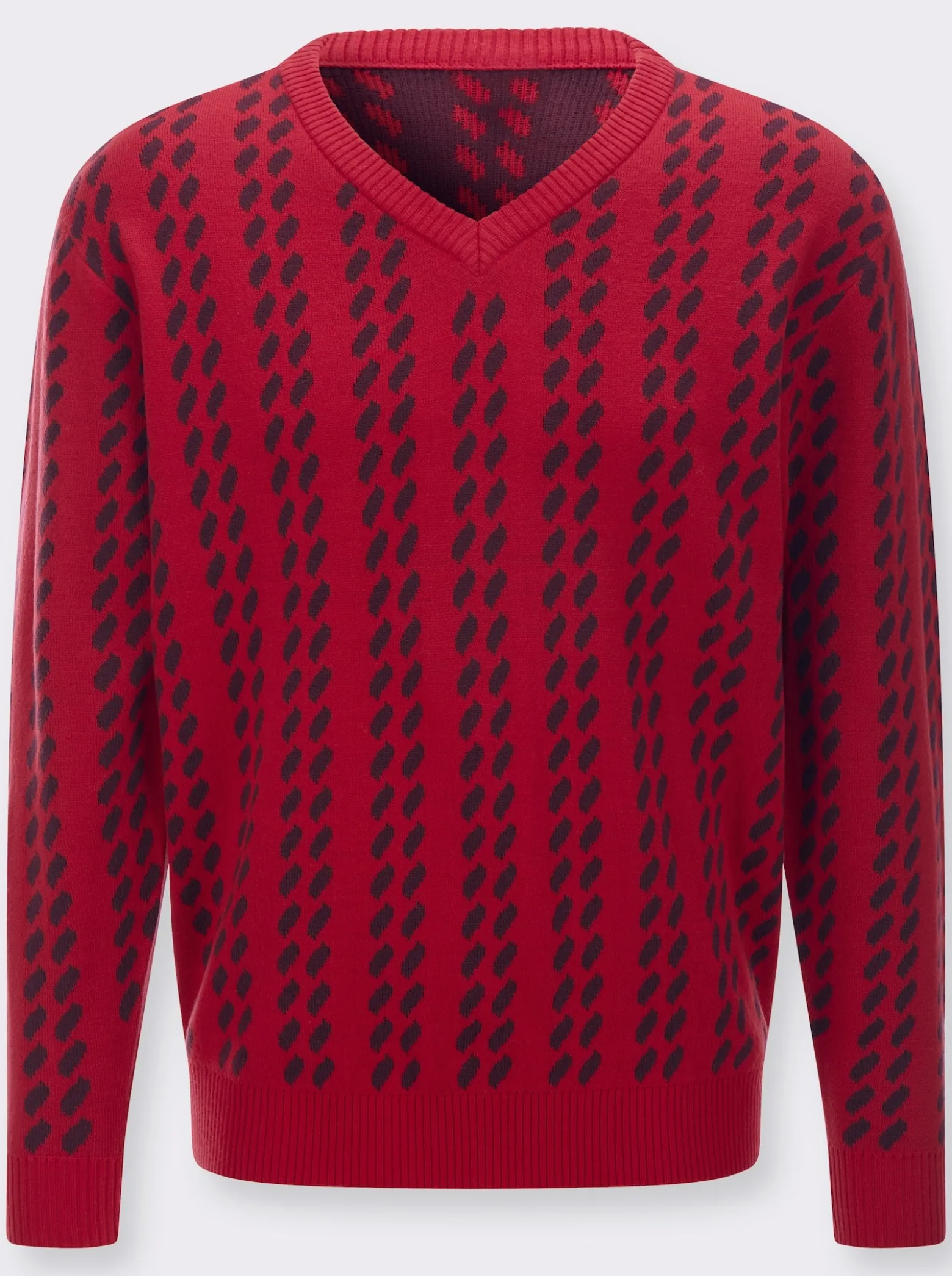 V-Ausschnitt-Pullover im grafischen Strickmuster