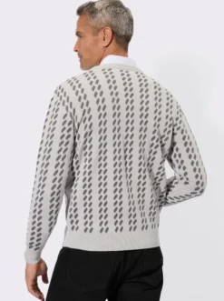 V-Ausschnitt-Pullover im grafischen Strickmuster