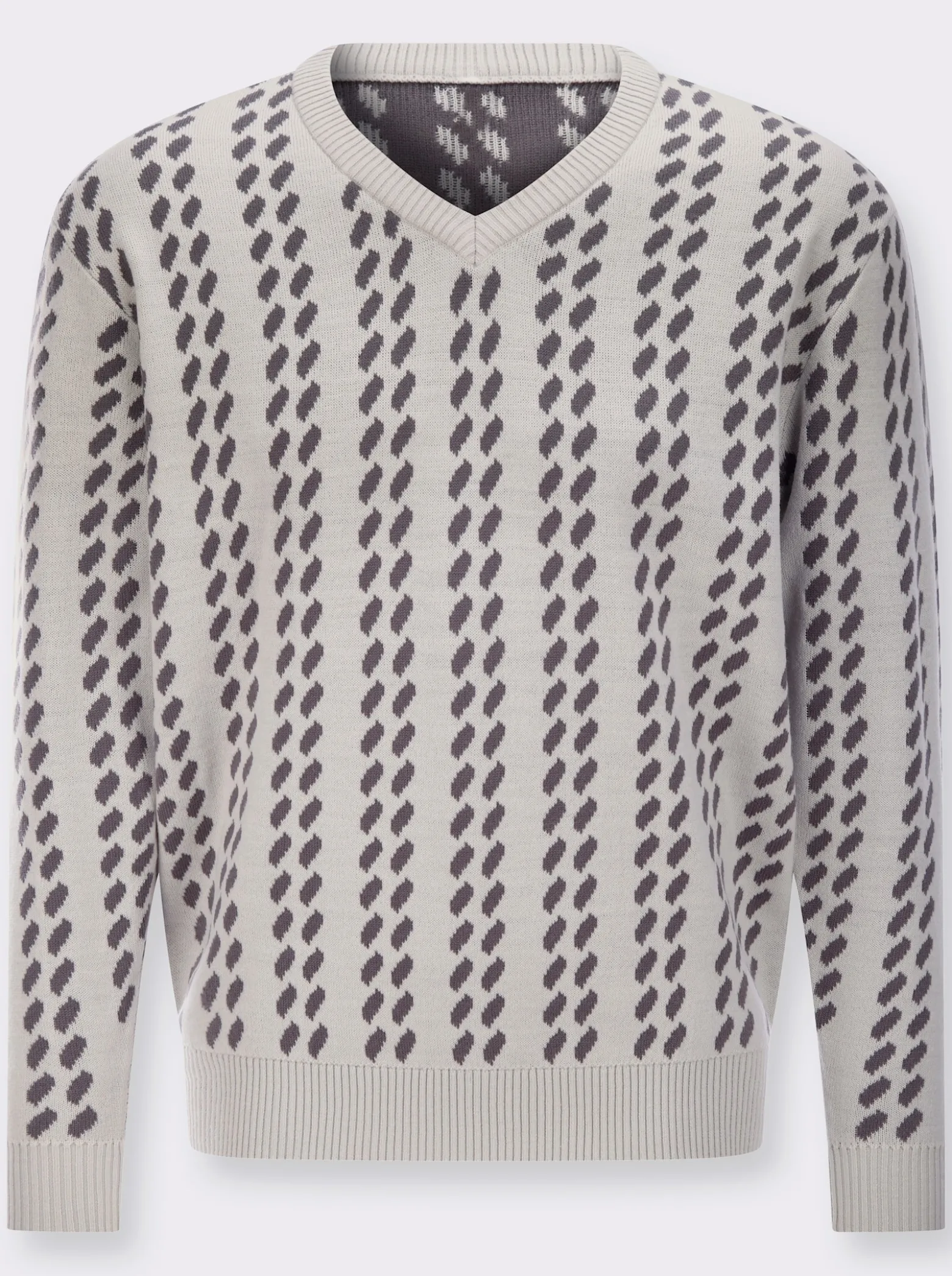 V-Ausschnitt-Pullover im grafischen Strickmuster