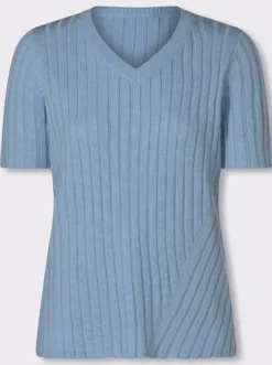 V-Ausschnitt-Pullover in Ripp-Optik