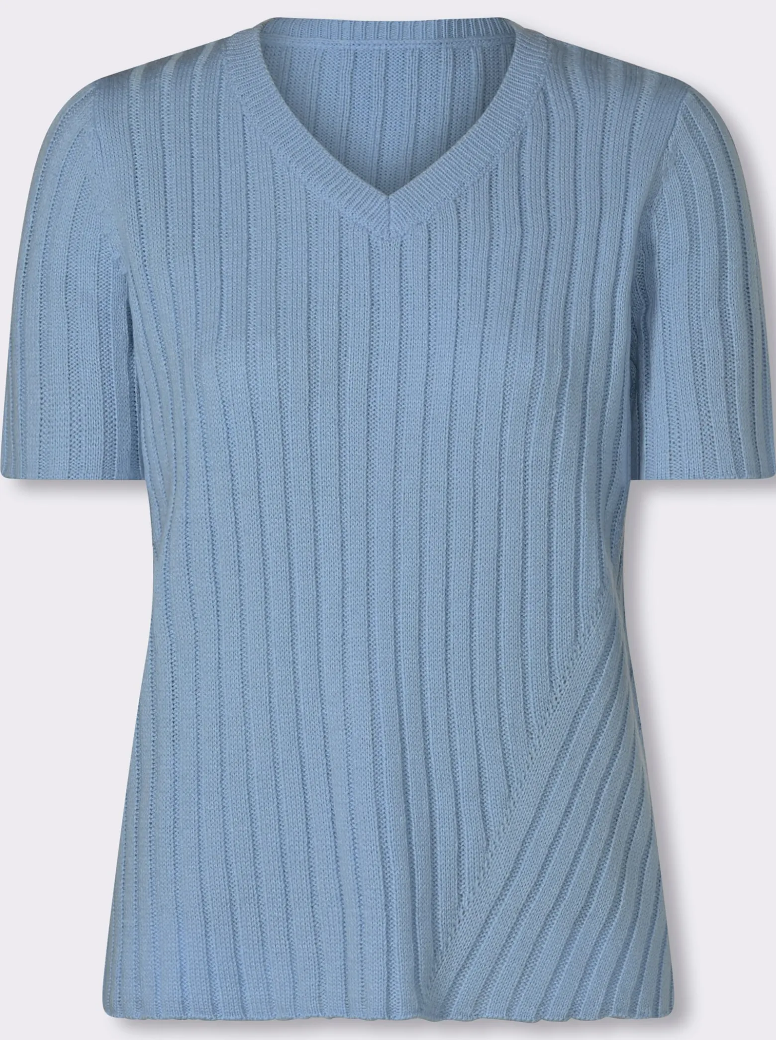V-Ausschnitt-Pullover in Ripp-Optik