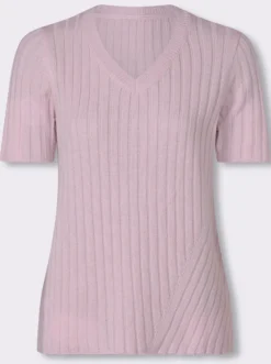 V-Ausschnitt-Pullover in Ripp-Optik