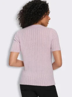 V-Ausschnitt-Pullover in Ripp-Optik