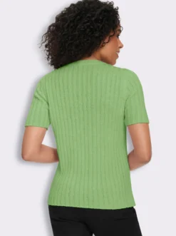 V-Ausschnitt-Pullover in Ripp-Optik