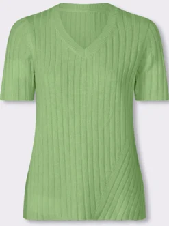 V-Ausschnitt-Pullover in Ripp-Optik