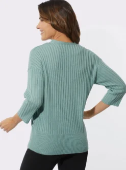 V-Ausschnitt-Pullover in Ripp-Optik