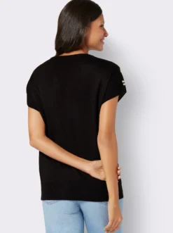 V-Ausschnitt-Pullover in Wickel-Optik, gestreift