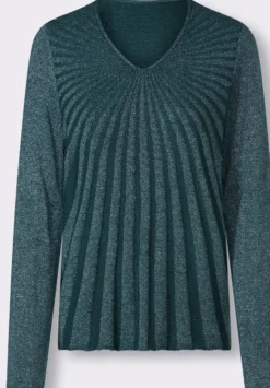 V-Ausschnitt-Pullover mit Glanzgarn