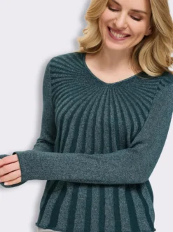 V-Ausschnitt-Pullover mit Glanzgarn