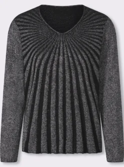 V-Ausschnitt-Pullover mit Glanzgarn