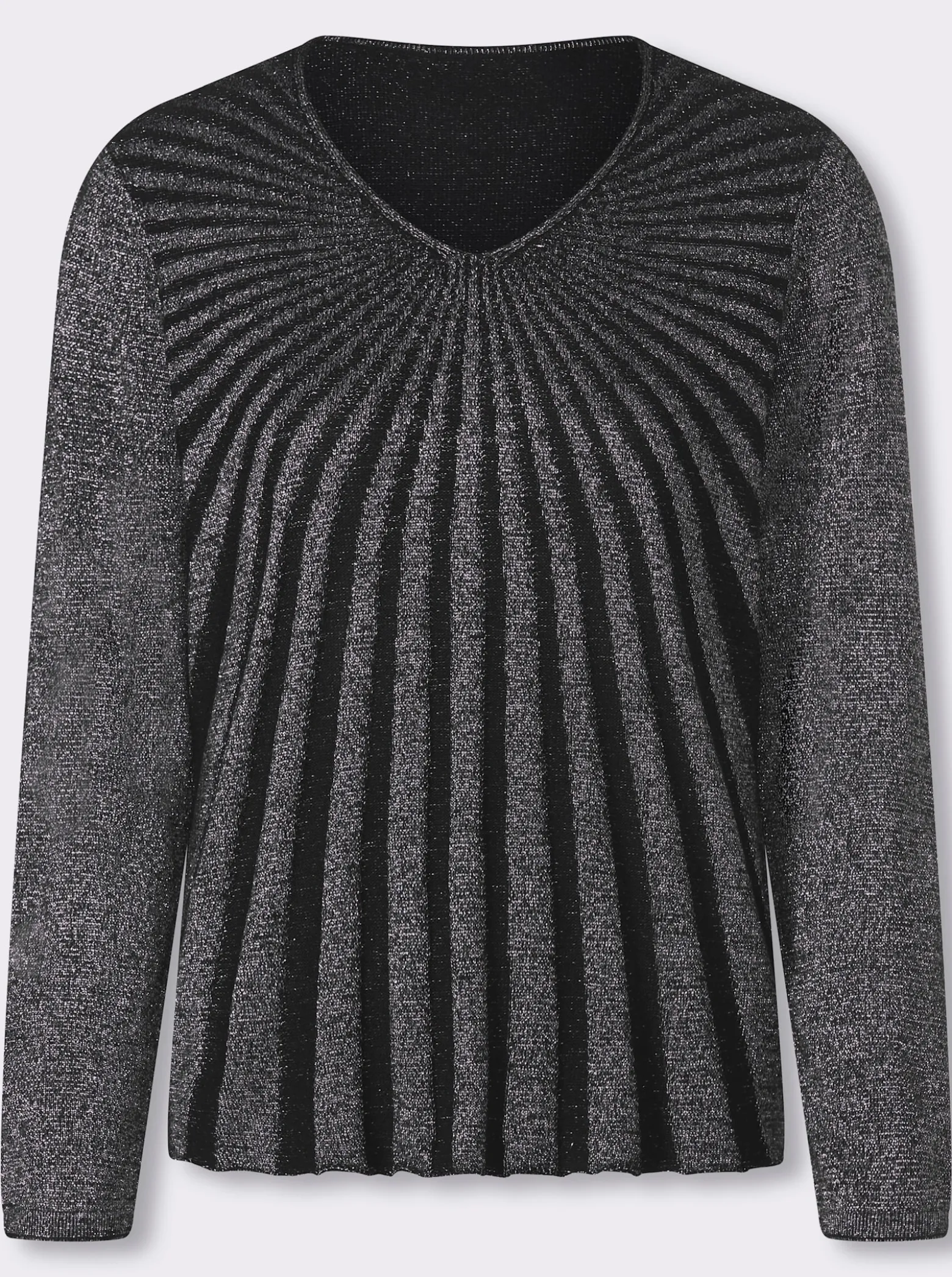 V-Ausschnitt-Pullover mit Glanzgarn