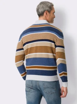 V-Ausschnitt-Pullover mit Ringel-Muster